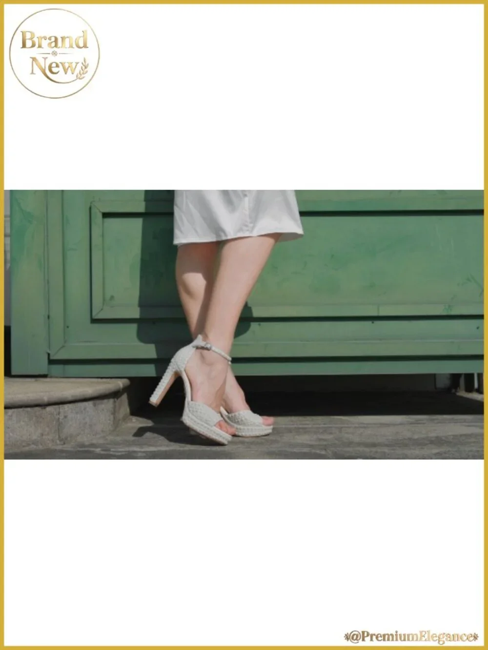 Pearl Platform Heels Peep Toe Ankle Strap Block Heeled Sandals
